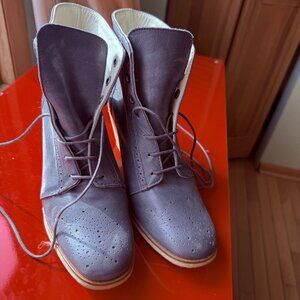 Blue Pare Gabia Lace-Up Booties | Nude Wedge Heel | Size 39